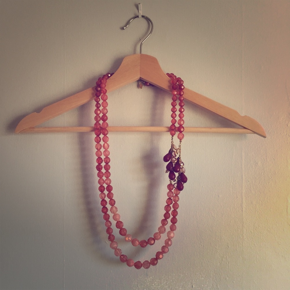 Anthropologie Pink and Purple Beaded Necklace